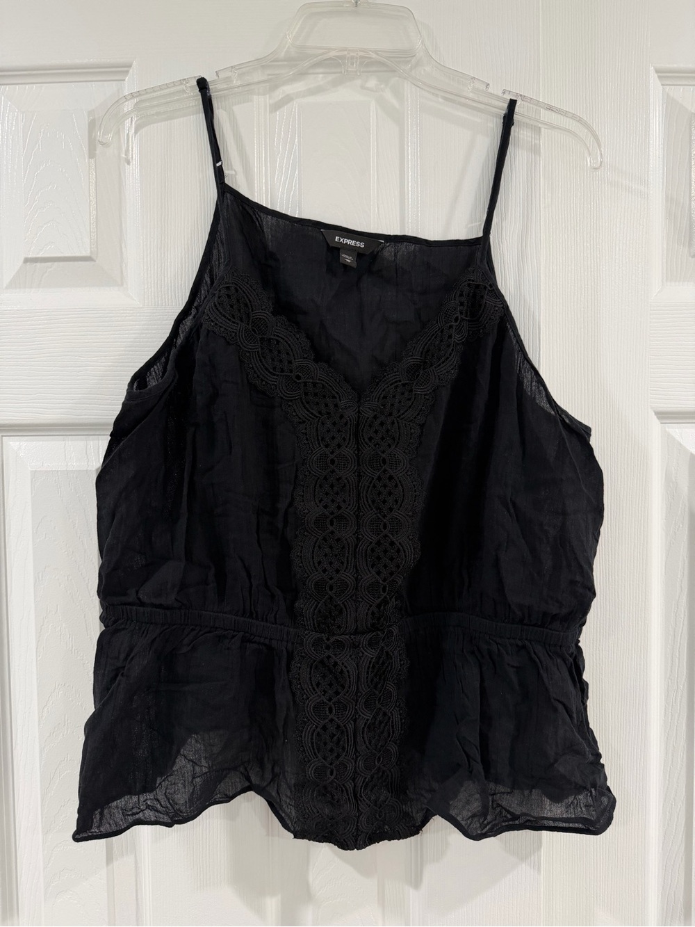 Express Black Lace-Front Spaghetti Strap Camisole